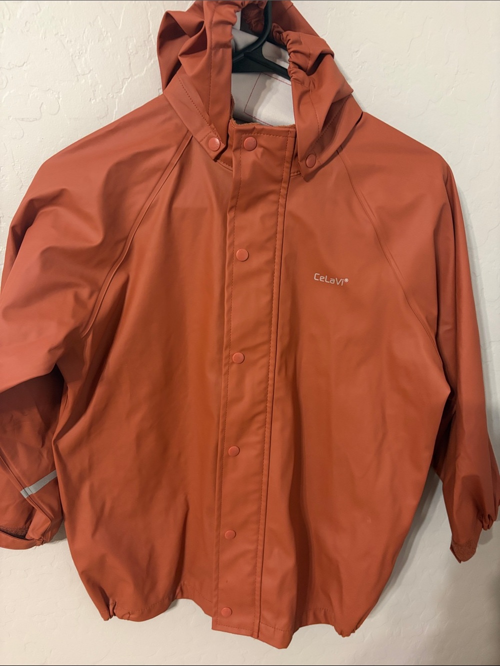 CeLaVi Rust Orange Waterproof Kids' Hooded Raincoat